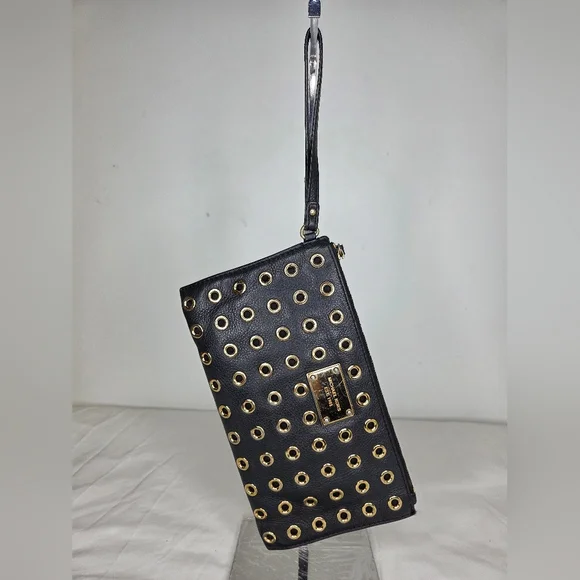Michael Michael Kors Black and Gold Women's Clutch - Picture 2 of 11